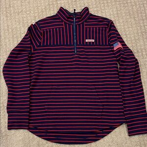 Vineyard Vines Navy and Red Striped Pullover